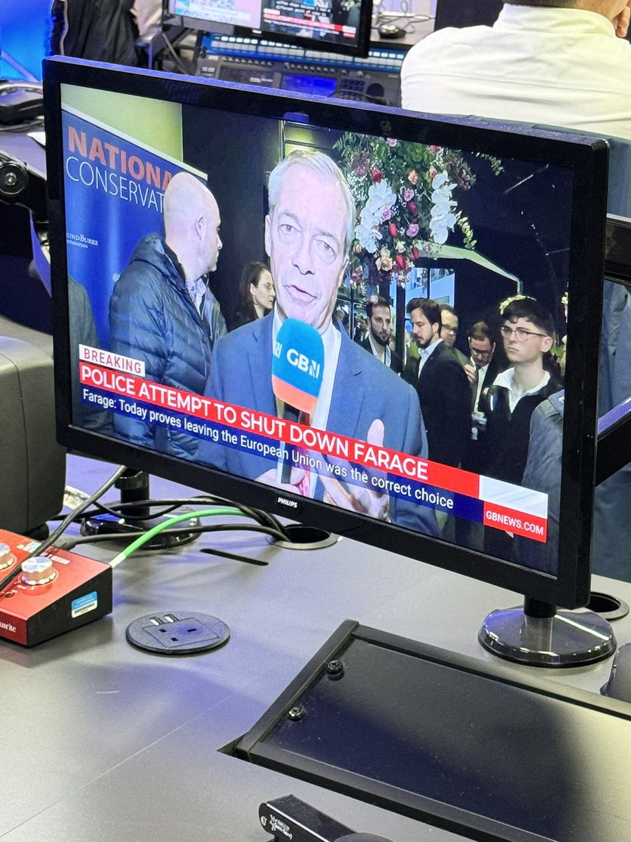 Nigel live now on @GBNEWS as he gets shut down in Brussels