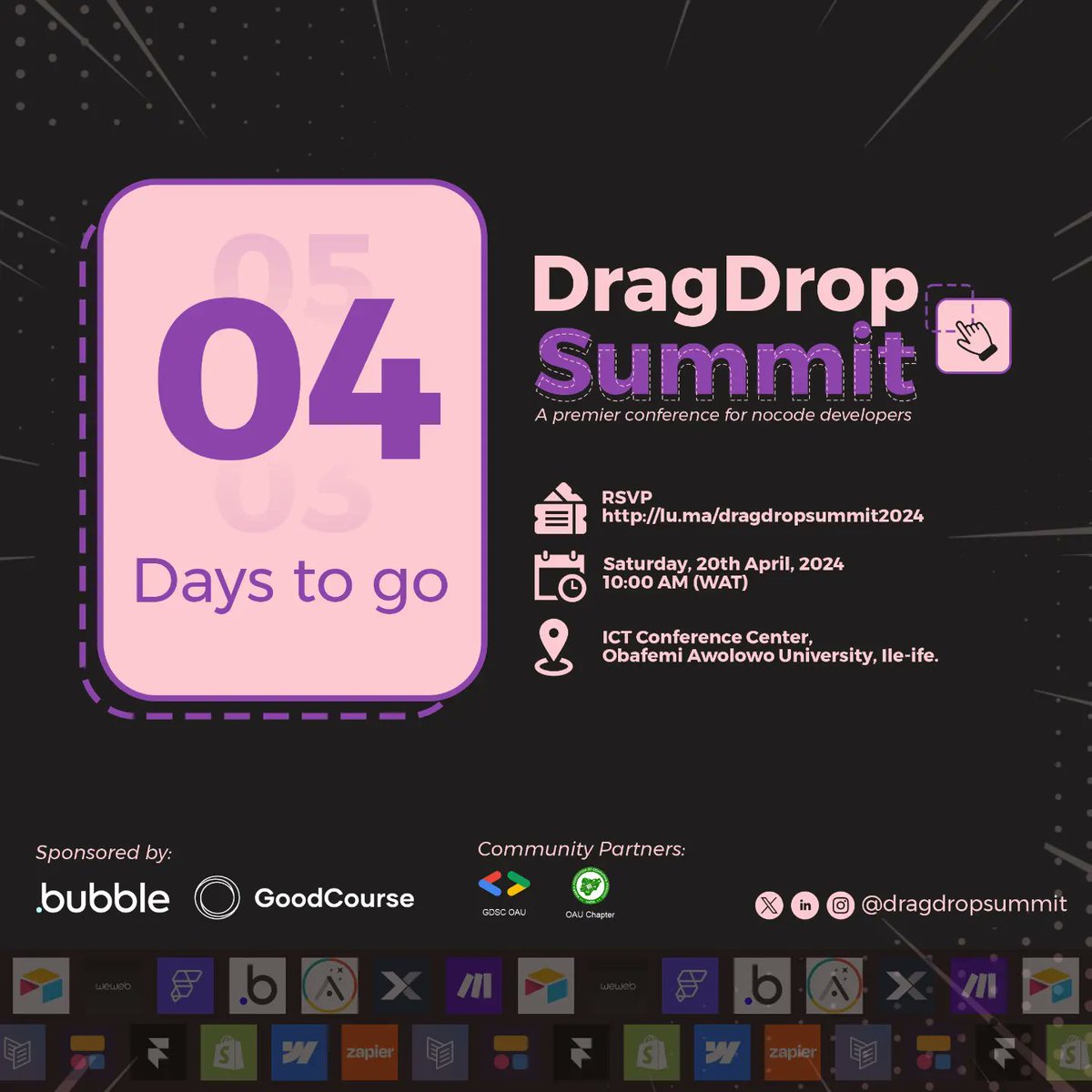 dragdropsummit's tweet photo. Are you excited?😊 The date is closing in already. It's just 4 days to this Premiere Nocode summit. 🚀

We've got a line up of activities for you and it's still not too late to register.

Register here;🔗 https://t.co/wowc9Mp1SY

#DragDropsummit2024 
#Nocode https://t.co/3krjR70eDP