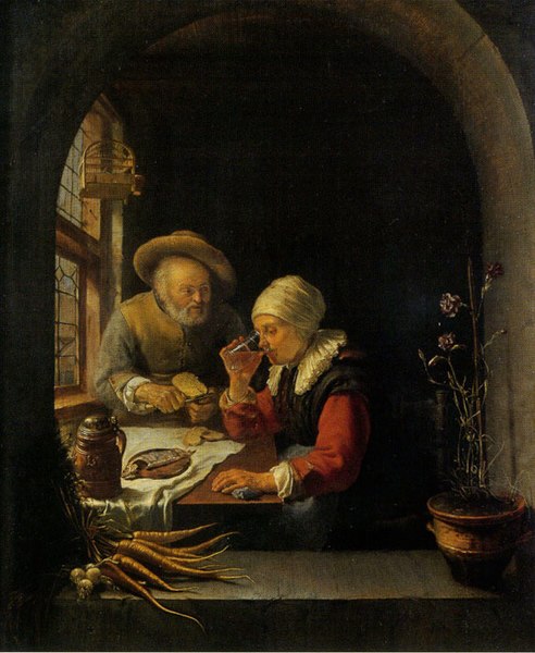 16 APRIL STARTERS: 'The Peasant Meal' by Dutch Golden Age painter, Frans van Mieris the Elder, born #onthisday 1635. The preparation and eating of food was a common focus of Dutch artists from this period #foodlover #foodart