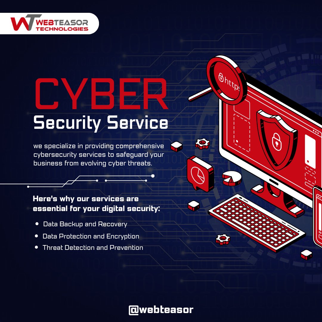 Your safety in the digital world is our priority. Trust our cyber security services.
#WebTeasor #DigitalSafety #DataProtection #CyberSecurityServices #OnlineArmor #CyberSafety #PeaceOfMind #DigitalJourney #DigitalServices #BusinessGrowth #Success  #DigitalSafety #DigitalGuardians