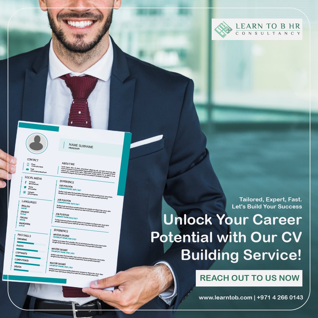 🚀📝Unlock Your Career Potential with Our CV Building Service! 

✨ Tailored, Expert, Fast. Let's Build Your Success.

#CVBuilding #CareerSuccess #ProfessionalDevelopment #Learntob #LearnToBHRConsultancy #CVWriting