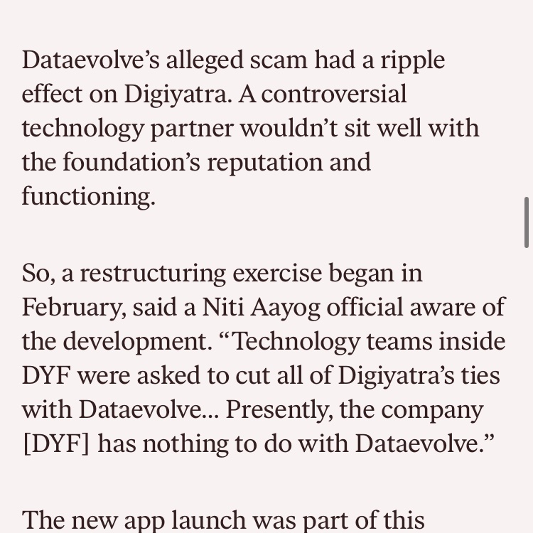 Very good article. Digiyatra is one of the biggest scams currently running. How was a random one person company run by the son of a police officer given this contract for an app that processes private information of crores of people?