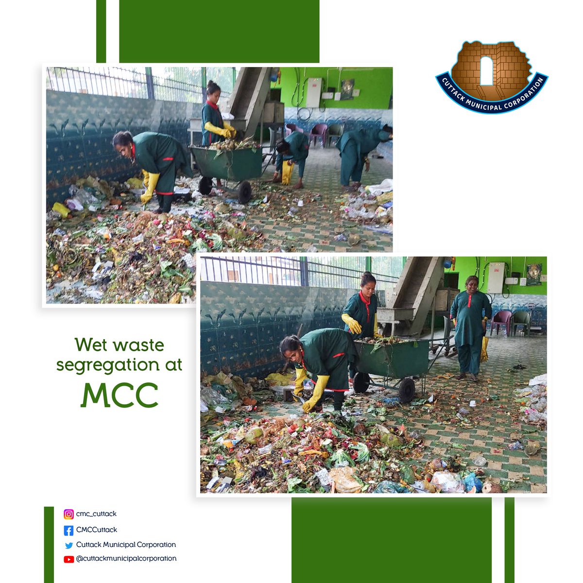 Wet waste segregation by swachha karmi at Goshala MCC #cmc #mocuttack