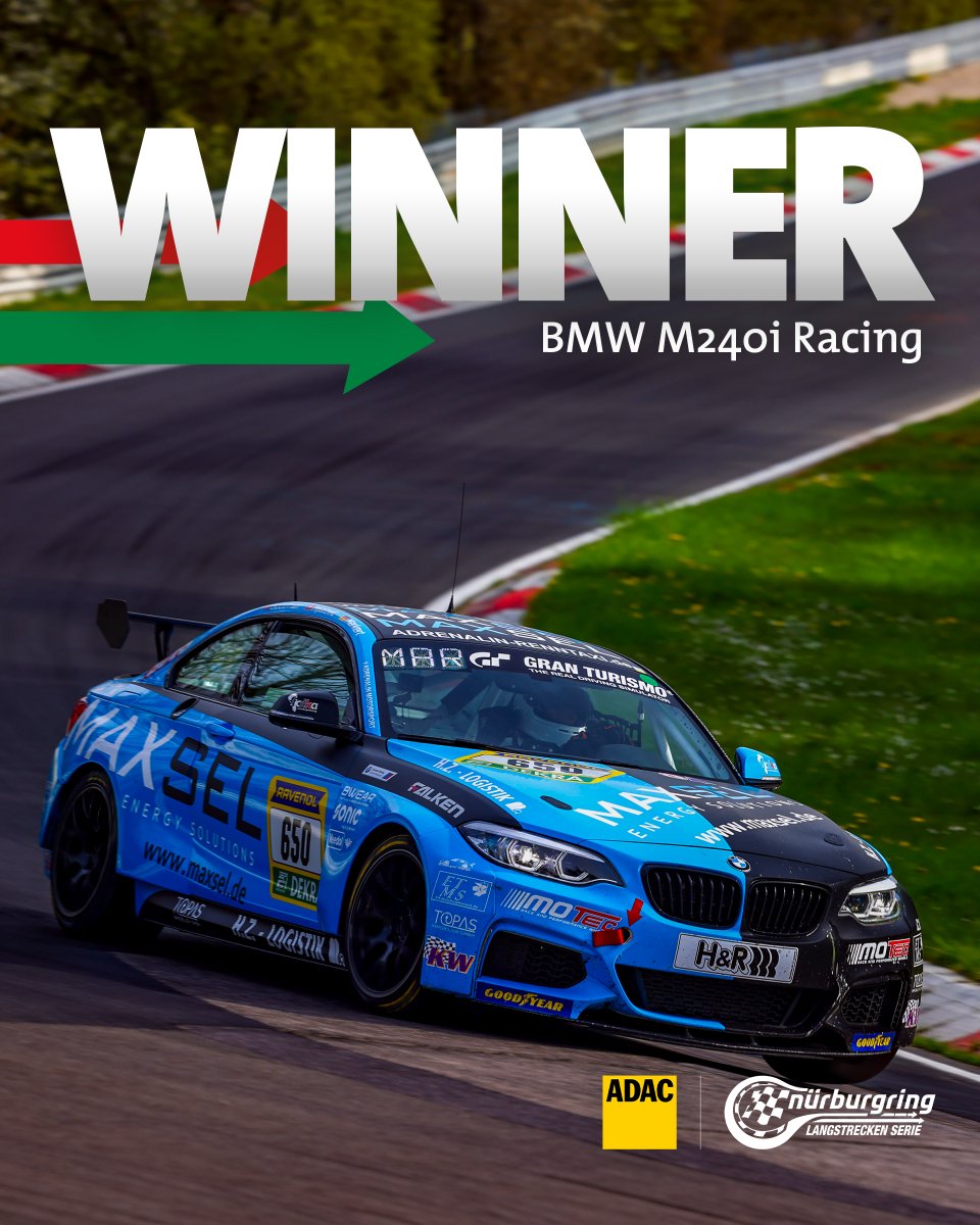 Congratulations to the winners of Race 1 at ADAC 24h Qualifiers! 🥳 (1/8) 🥇 AT: #10 Max Kruse Racing 🥇 BMW M2 Racing Cup: #885 Hofor Racing by Bonk Motorsport 🥇 BMW M240i: #650 Adrenalin Motorsport Team Mainhatten Wheels