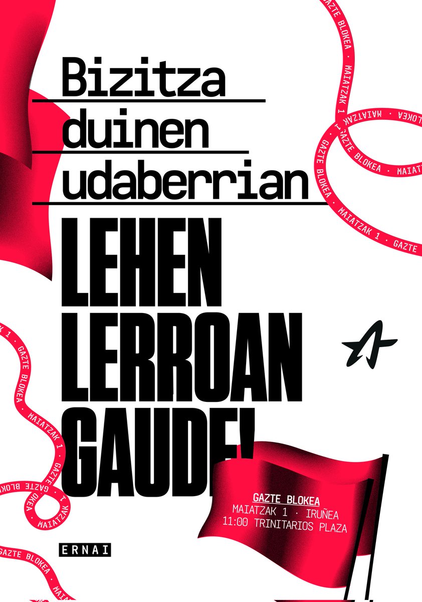 🔻Gazteon bizitzak arriskuan daude baina egoera hau iraultzeko determinazio osoa dugu. Alternatiba integral bat lortzeko lanean gabiltza. Euskal Herri sozialista eta feminista.

M1ean Gazteok kaleak hartuko ditugu!

📌11:00tan, Trinitarios plazatik.