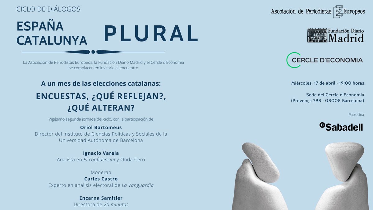 Mañana estaremos en @CdEconomia analizando qué reflejan y qué alteran las encuestas con el politólogo @obartomeus y el analista @ivarelad. Moderan el debate los periodistas Carles Castro de @LaVanguardia y @encarnasamitier de @20m Inscripciones en: bit.ly/4cMhuto