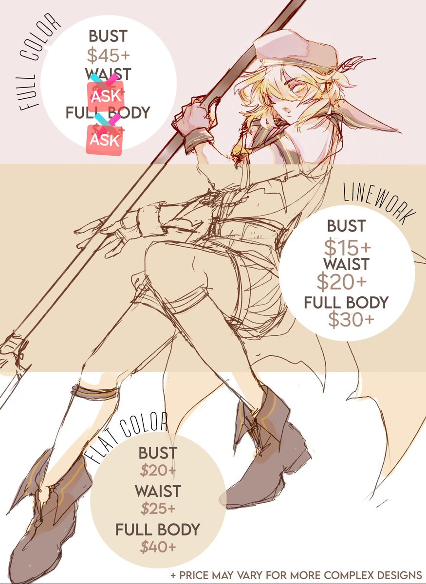 sannoudou's tweet photo. (RT💕) a few c0mm slots are available! please dm for further info &amp; style examples. please note these are single chara only! https://t.co/skpeIpQ0oF