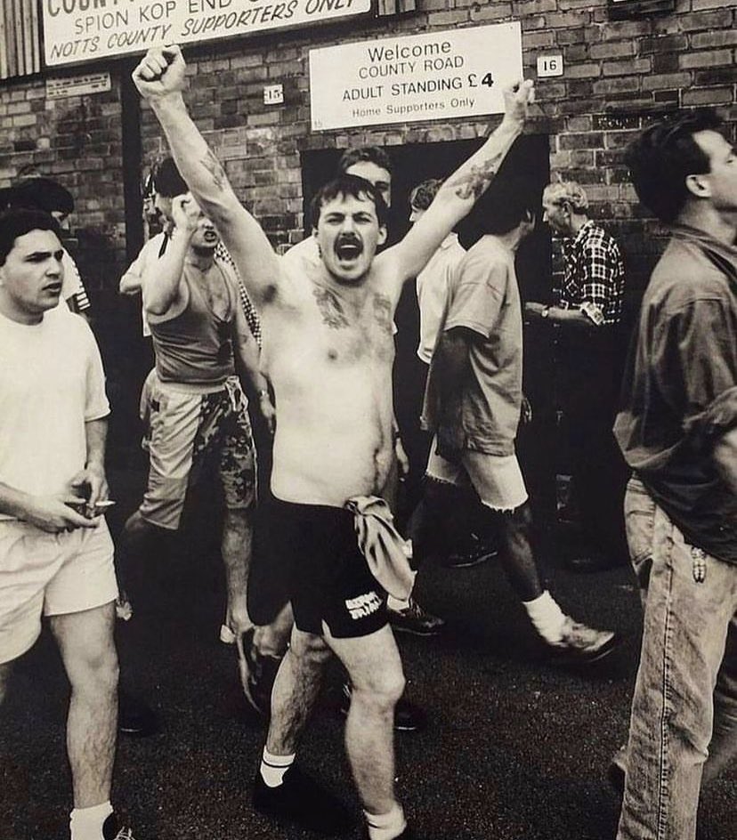 DavisArchive's tweet photo. Day 2 Football lads week #awaydays image : Mansfield lads away day at Meadow Lane Notts County FC Nottingham 1990 #mtfc #ncfc #terraceculture #footballlads https://t.co/RVQ3YvIhdO