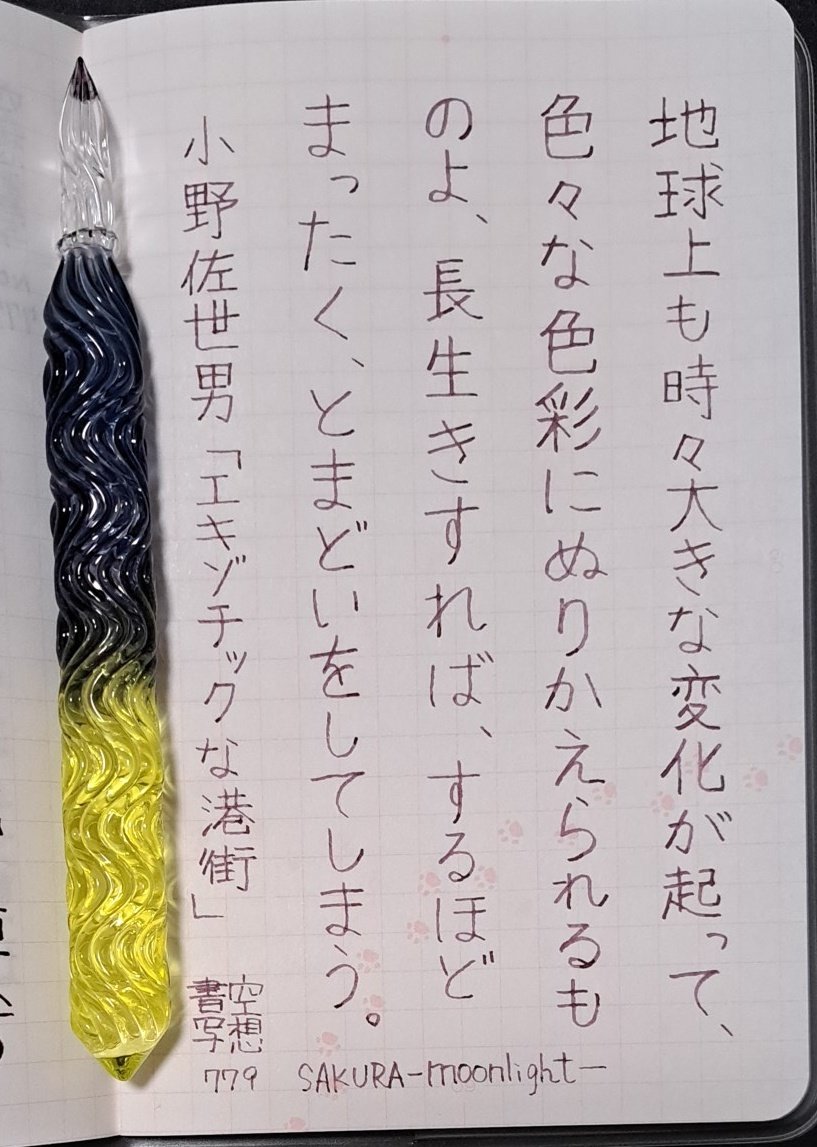 お題ありがとうございます🍀 最近は紫がかった色のインクがお気に入りです。基本はブルーブラックですが・・😉 #空想書写 #ダイアログノート #TonoandLims #HASE硝子工房