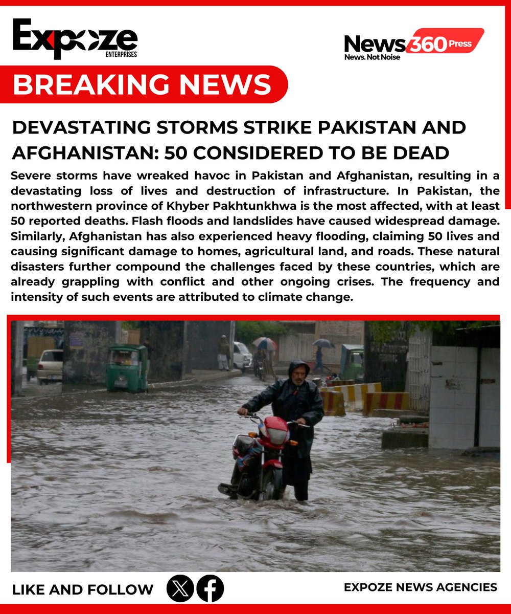 #BREAKING: Devastating Storms Strike Pakistan and Afghanistan: 50 considered to be dead

#PakistanStorms #AfghanistanStorms #DevastatingDisaster #LivesLost #InfrastructureDestroyed #NaturalDisaster #EmergencyResponse #RecoveryEfforts #HumanitarianAid #DisasterRelief #SupportandRe