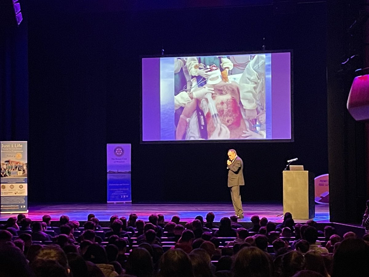 Dr Paul Kelly , A&E consultant speaks to under 500 TY students attending Just 1 Life program on realities of what happens when you end up at A&E post a road traffic accident.  #roadsafetyawareness #slowdown #empoweringyouth #peopleofaction