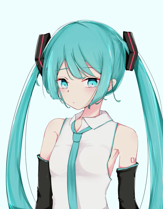お顔かわいく描けた#初音ミク 