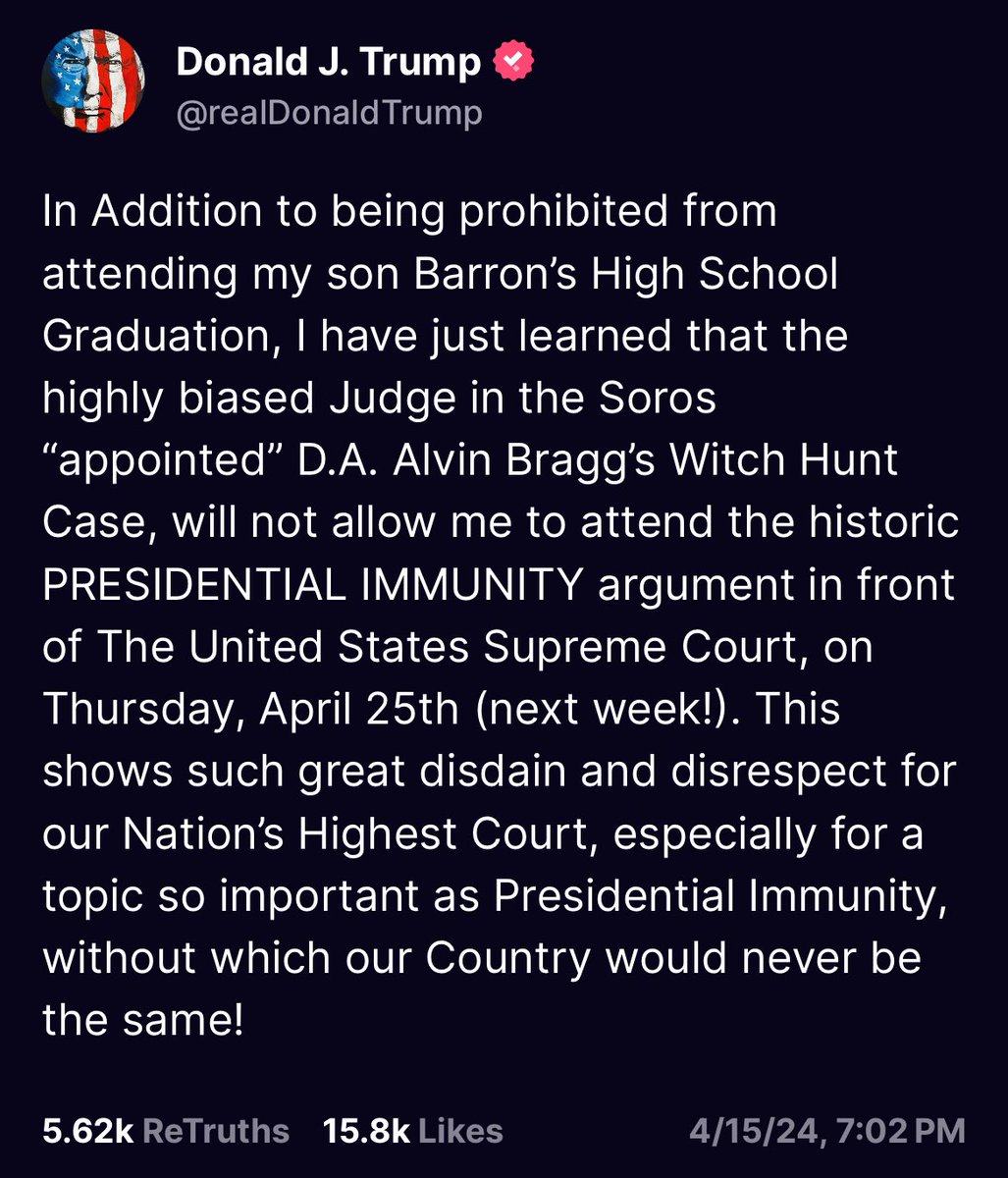 “The judge will also not let me take off the day for National Velociraptor Awareness Day or Ellis island family history day!”

If you can’t tell he’s trying to drag this out with as many days off for trial as he can get 😂