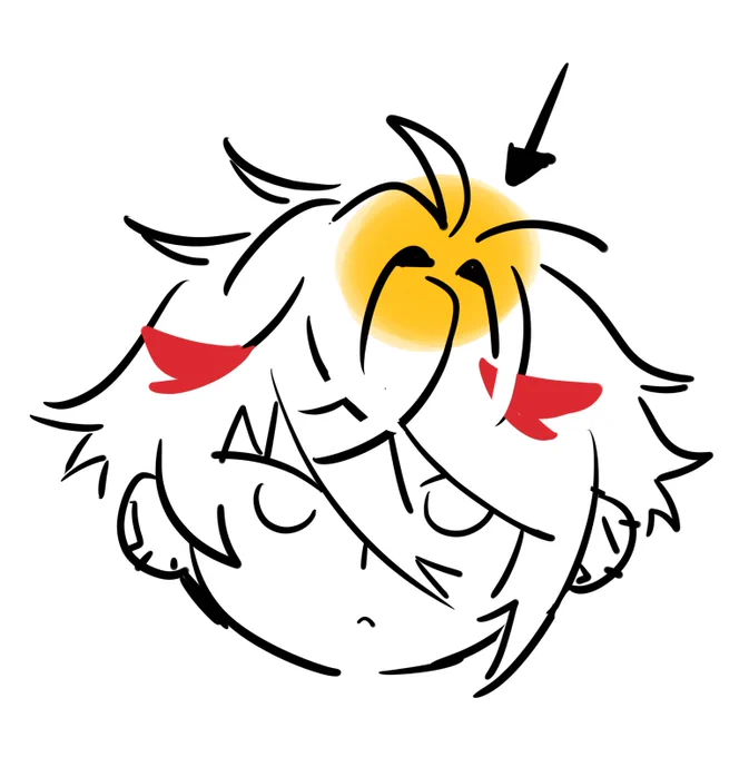 最近セラ描くとき、黄色部分が手癖で猫耳みたいになりがち現象が起きてる 
