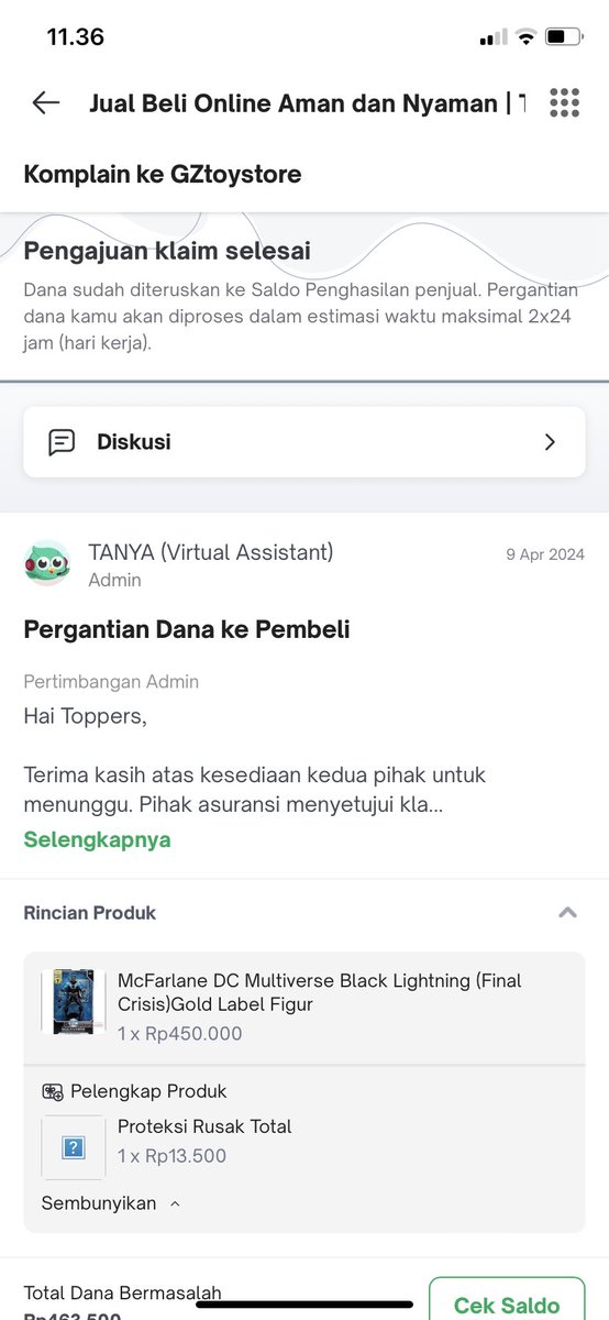 Fuguh's tweet photo. @TokopediaCare Halo min saya belanja di tokopedia barang dinyatakan hilang 
Dan katanya uang akan kembali paking lambat tanggal 15 april tapi sampai sekarang belum dapat dana pengembalianya dan kalau di aplikasi dibilang malah tidak ada estimasinya kapan akan kembali dananya ada solusi? https://t.co/wmlFx7aoSX