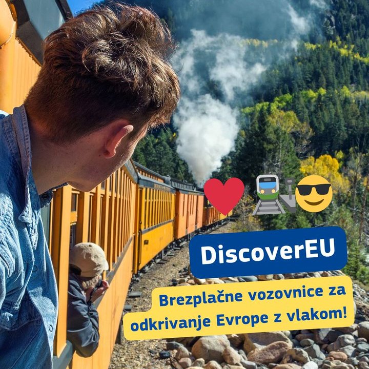 😍🚂Te mika brezplačno raziskovanje Evrope z vlakom? Prijavi se na #DiscoverEU! Poteguj se za eno izmed 35500 brezplačnih🚆vozovnic, ki jih bomo podelili mladim, rojenim od vključno 1. 7. 2005 do vključno 30. 6. 2006 ❗Prijave le do 30. 4. 2024.❗ 🔗youth.europa.eu/discovereu_sl