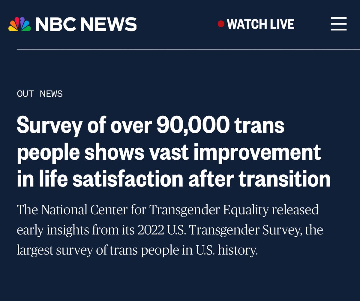 🚨 Survey of over 90,000 trans people shows vast improvement in life satisfaction after transition