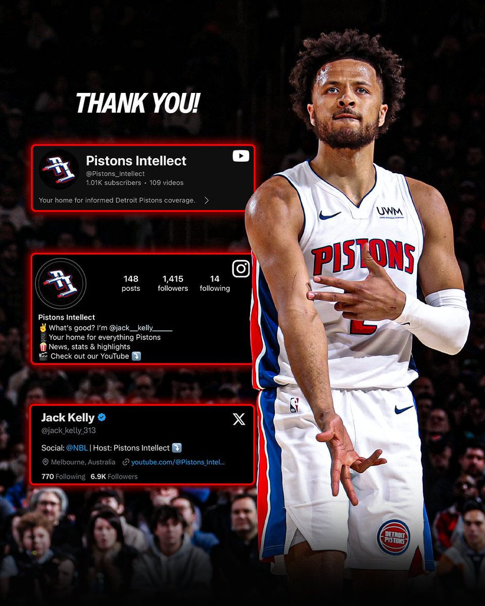 With the 23-24 season now done, THANK YOU to anyone who has supported my Pistons content this season 🙏 Even at the lowest points, interacting with fans from around the globe is the absolute best & I love every second of it. Excited for this offseason & better times ahead 🤞