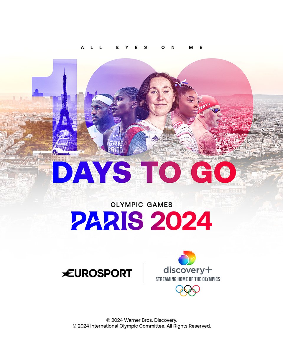 1️⃣0️⃣0️⃣ 𝗗𝗔𝗬𝗦 𝗧𝗢 𝗚𝗢! It's not long until the world's best take the 𝗕𝗜𝗚𝗚𝗘𝗦𝗧 stage in sports at #Paris2024 🇫🇷 #100DaysToGo