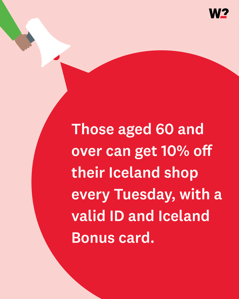 Over 60's can get 10% off their shopping at Iceland every Tuesday! 👇