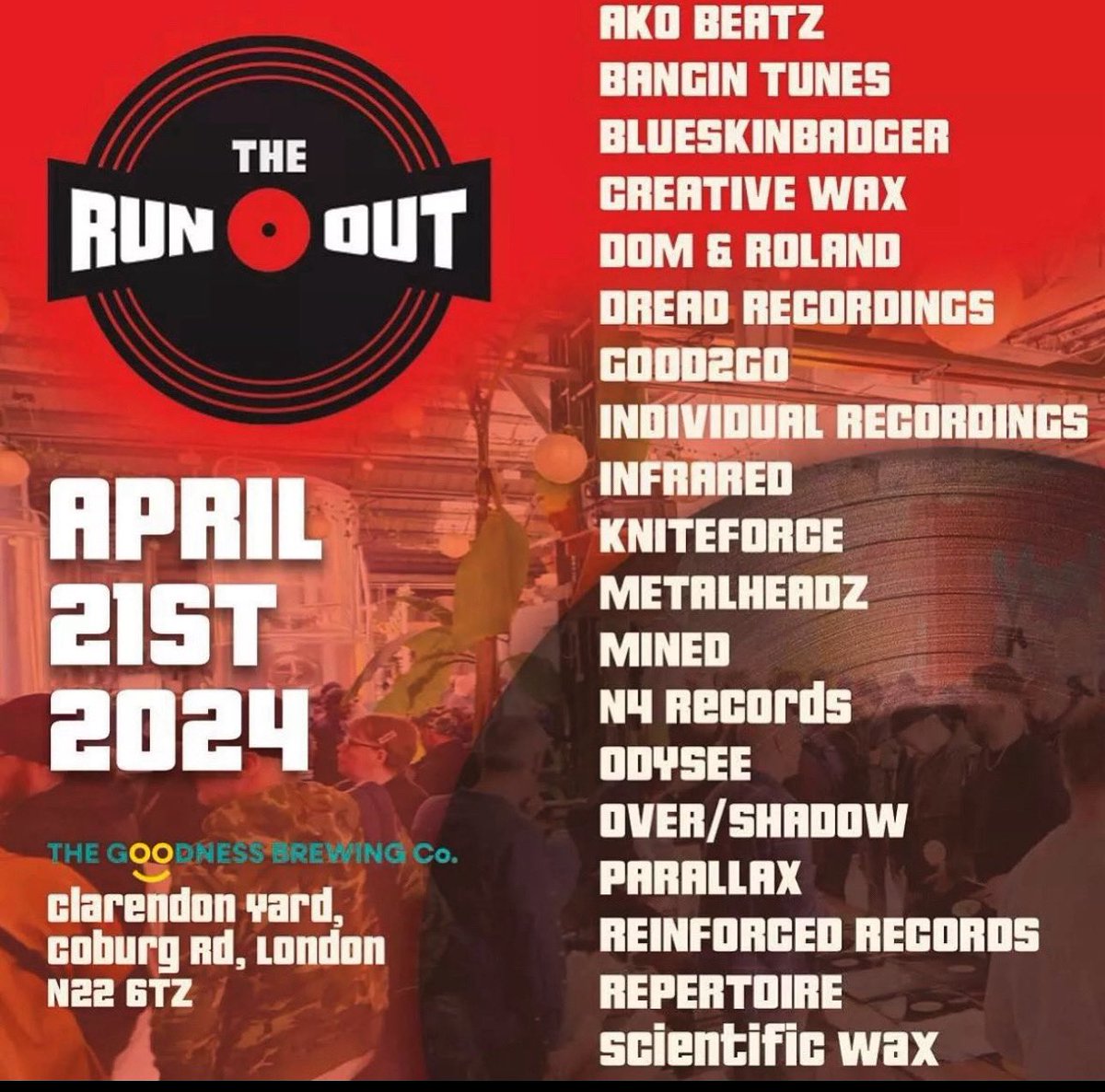 Don’t forget this sunday is @the_run_out @goodnessbrew a great day out of buying records and many DJs spinning some tunes. #therunout #goodnessbrew #vinyl #record #dnbvinyl #junglist #dnb #drumandbass #justdovinyl #vinyl4life #breakbeat #newskool #london