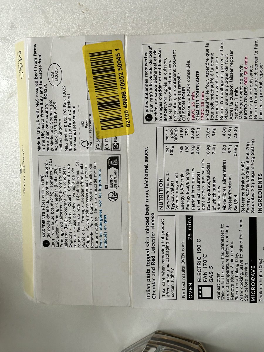 Lida4Equality's tweet photo. @marksandspencer Food, is this instruction misprinted? For oven cooking ‘remove the sleeve and pierce the film’? Plastic melts in the oven, do you know? https://t.co/l0d3nN2RyC