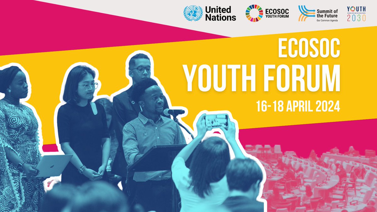 📣The @‌UNECOSOC #Youth2030 Forum 2024 is begining today.
It's time for young leaders to shine brighter than ever. Their innovative solutions and partnerships are what will help us achieve the #GlobalGoals.
The future is in our hands! 🤝
➡️ bit.ly/EYF2024
