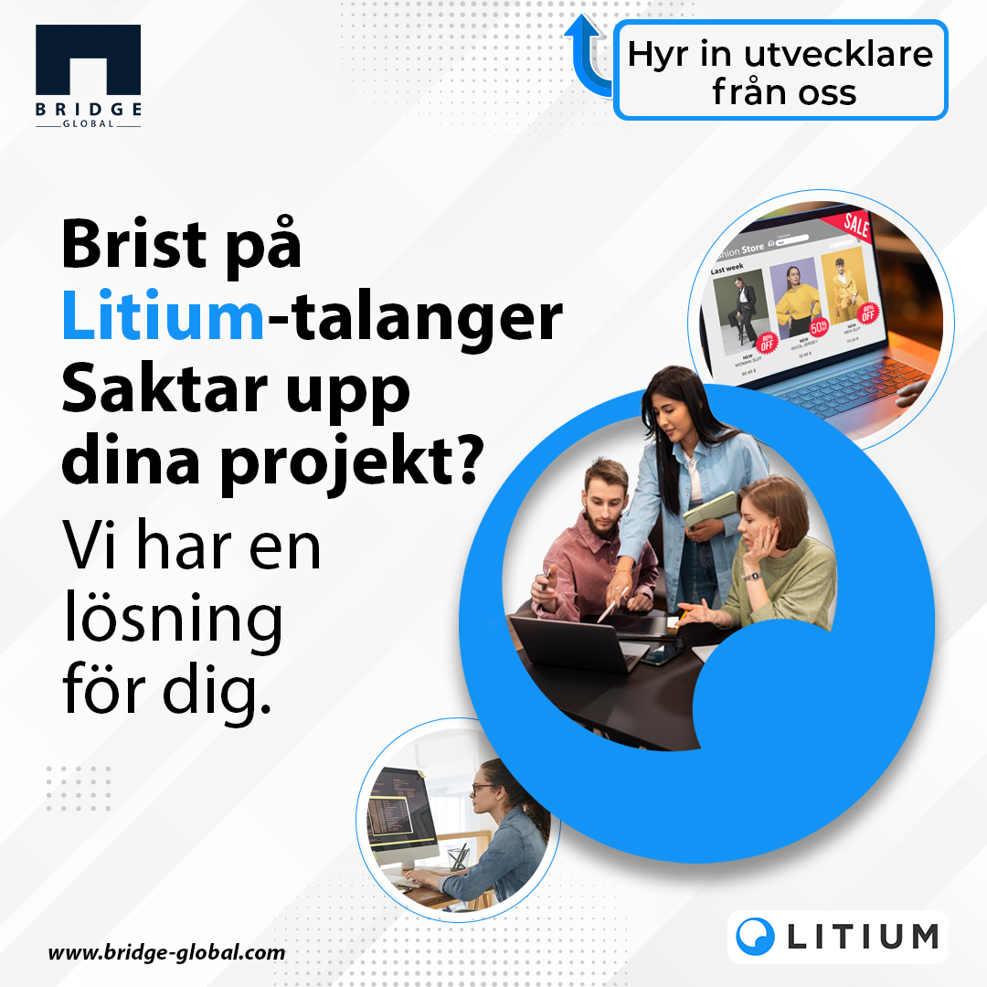 Låt inte Litium-talangbristen bromsa dina projekt längre. Anställ våra dedikerade utvecklare och upplev skillnaden det kan göra för dina projekt. Boka in en utvecklarintervju idag! bridge-global.com/hire-developers #Litium #programutvecklare #dedikeradeutvecklare