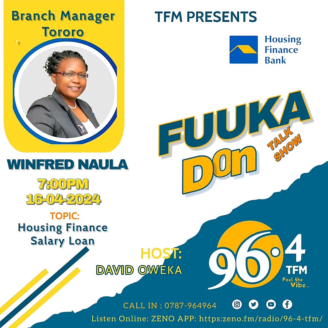 Catch @Winfrednaula Branch Manager Housing Finance Bank Tororo live On @tfm_964 Discussing how easy and accessible @housingfinanceU salary loan is. #fuukadon