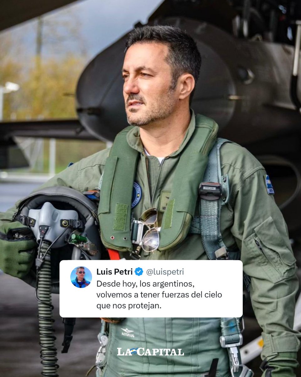 lacapital's tweet photo. 😶 A lo Maverick, el ministro de Defensa, Luis Petri, anunció que "bajo el liderazgo del presidente #JavierMilei y con el apoyo de aliados como Dinamarca y Estados Unidos, Argentina adquiere 24 aviones de combate F-16, marcando un hito en su defensa y fortaleciendo su Fuerza Aérea para preservar la soberanía y la libertad"
