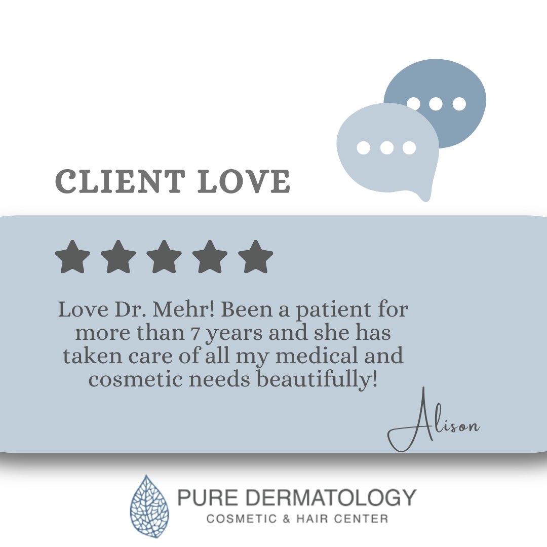 Patients like you keep us going, Alison!💖 #NedaMehrMD #dermatologist #PureDermatology #Dermbx #cosmeticdermatolgy #hairdermatology #NewportBeach #dermatology #skincare #testimonialtuesday #patienttestimonial #patientexperience