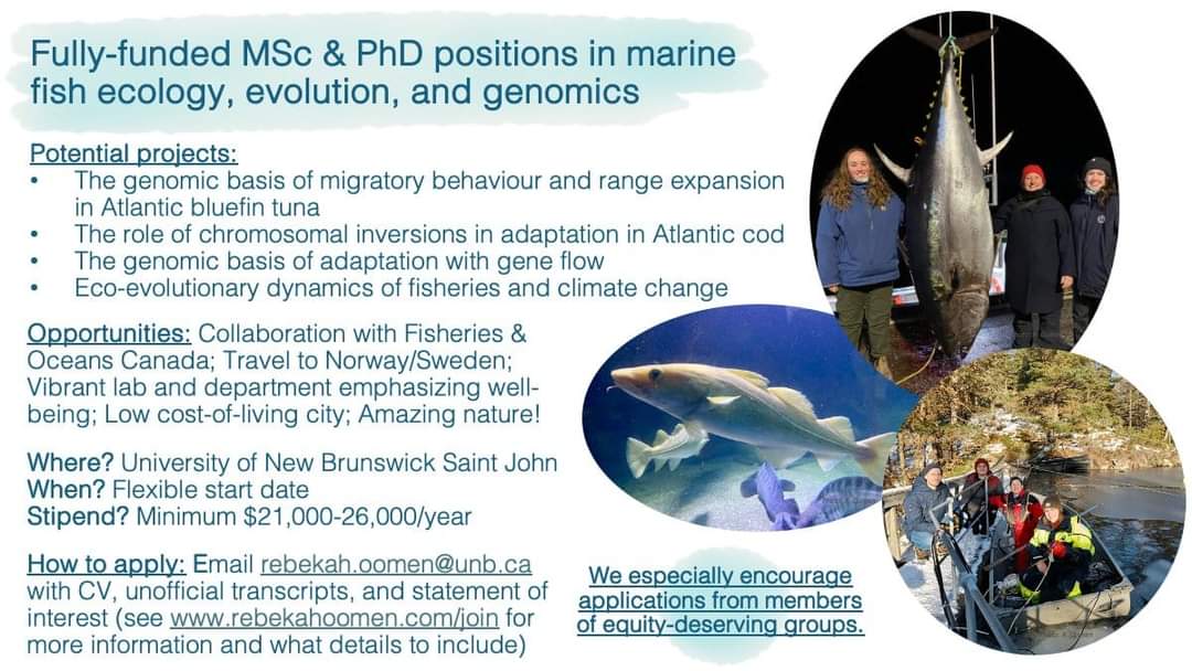 Fully Funded #Masters & #PhD in Marine Fish Ecology, Evolution, and Genomics #Norway / #Sweden
