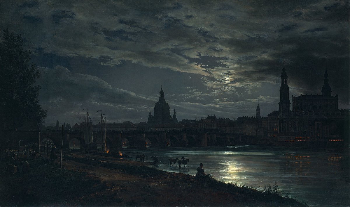 View of Dresden by Moonlight (1839). Johan Christian Dahl