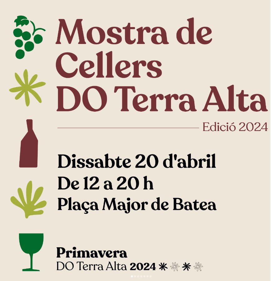 Ens veiem aquest cap de setmana?

#cellerbatea #DOterraalta  #wine #4you #fansDOTerraalta #grandesvinos #organicwines #winelovers #garnachablanca #garnachanegra #whitegrenache #garnatxablanca