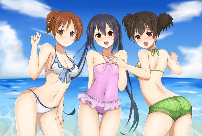 #気温が高いので気が早いが水着絵が見たい#けいおん気温が高いので水着過去絵合体〜!! 