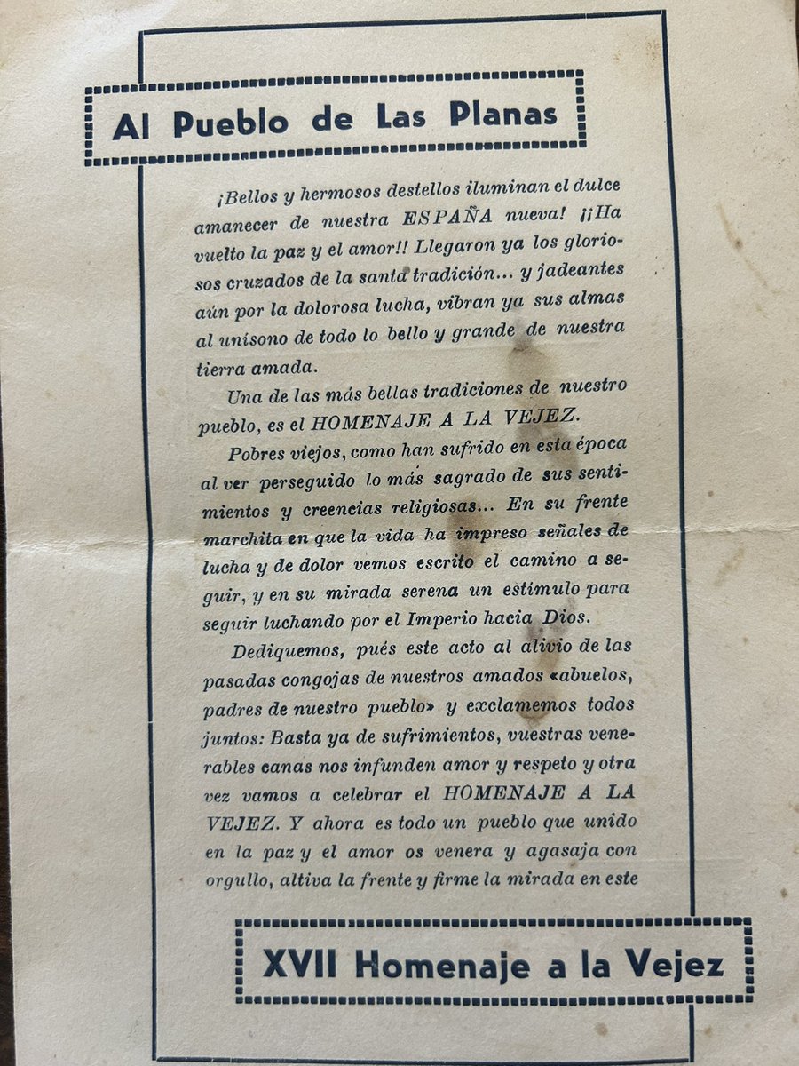 El 16é Homenatge a la Vellesa, tal dia com avui de fa 85 anys!!! Era l’any 1939. 
Avís: si ho llegiu podeu agafar urticària…