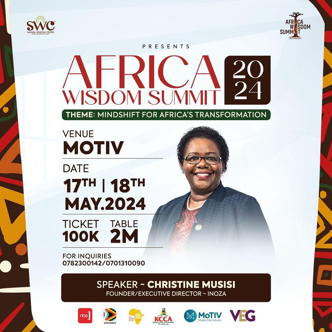 Mrs. Christine Musisi, Executive Director @Inuka_Ongoza  will be speaking to us during #AfricaWisdomSummit  this may 

Mrs. Christine Musisi is retired after serving at the United Nations for 27 years and in the area of development for 30 years.

 #AFWS2024