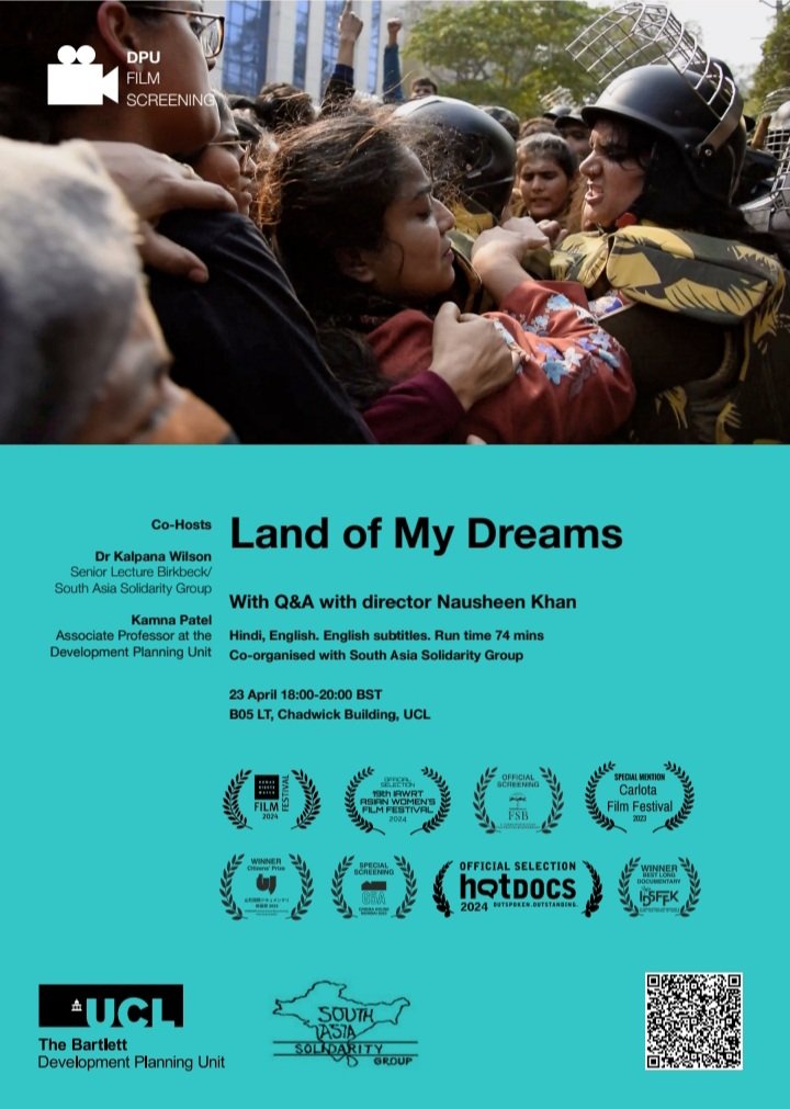 London friends, as #IndiaElections2024 begin, don't miss this brilliant new film on India's equal citizenship anti-#CAA movement, following women of #ShaheenBagh, +Q&A with dir. Nausheen Khan. Organised by @SAsiaSolidarity & @dpu_ucl @Kamnatweets. Register eventbrite.co.uk/e/land-of-my-d…