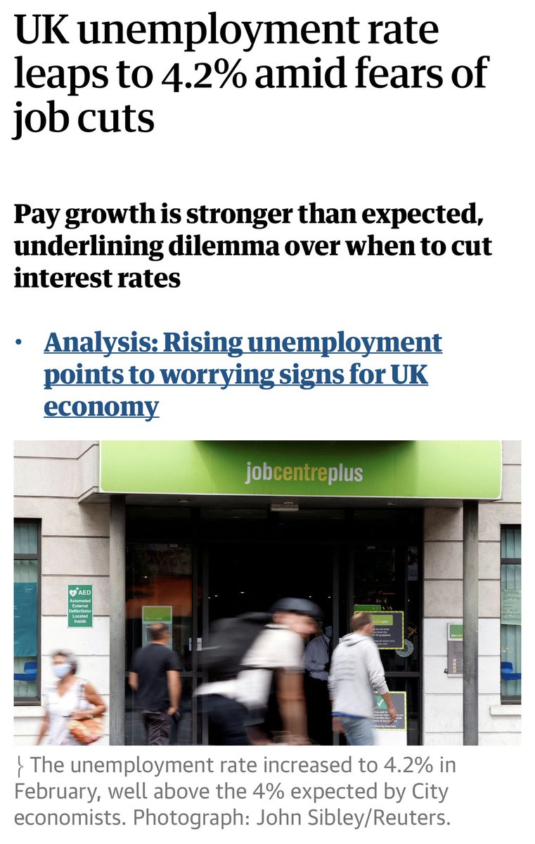 Pay growth remains high, above inflation and yes unemployment is rising. BOE hands are tied, caught between a rock and a hard place. Raise int rates to lower inflation. Lower int rates to stimulate employment. A real dilemma