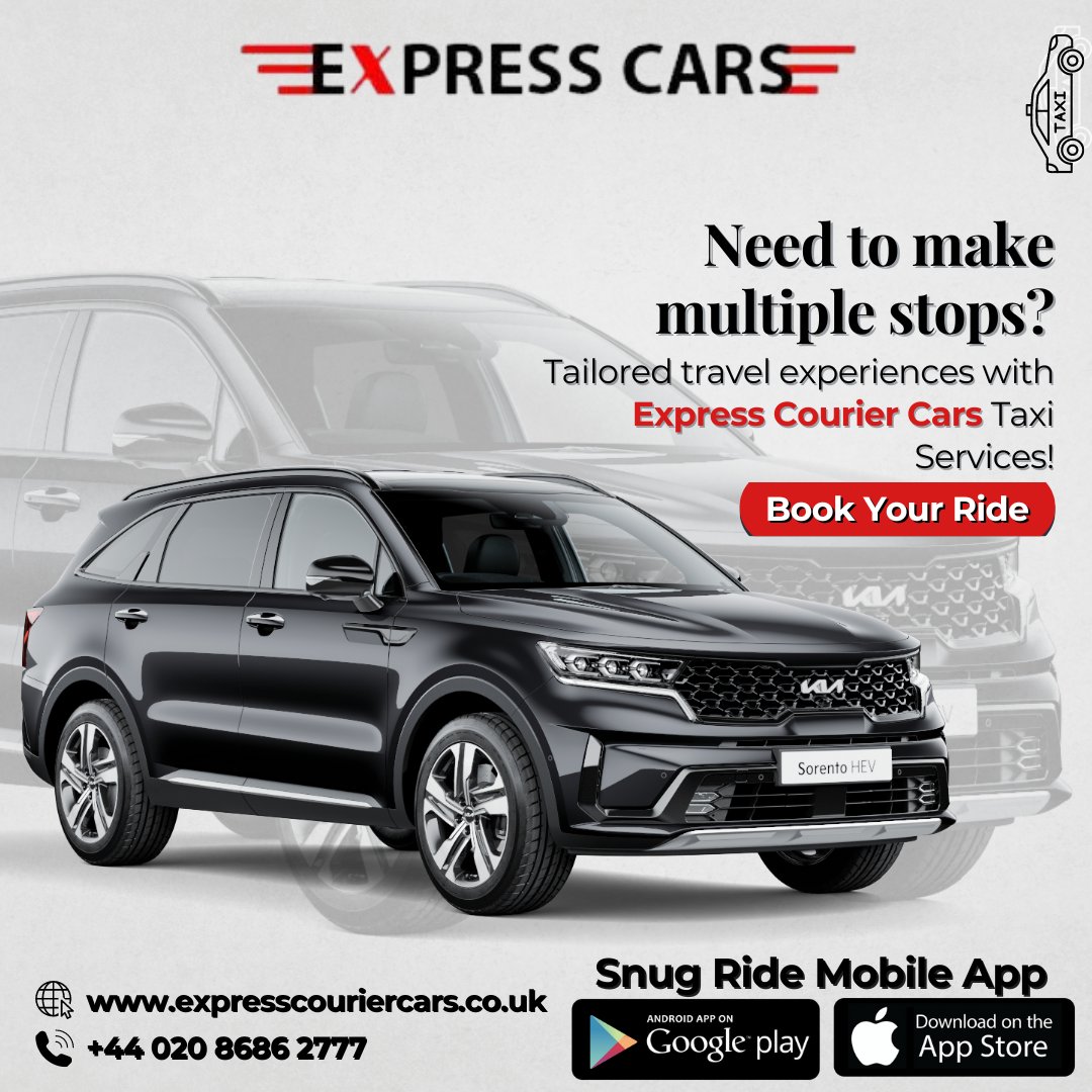 expresminicabs's tweet photo. Need to make multiple stops? Our flexible taxi service allows you to customize your journey according to your needs.
Book Now: https://t.co/gbRJ2TAFS7
Call Now: 02086862777
Download The Sung Ride App
#ExpressCars #RideWithSnug #BookYourRide  #SungRideApp #Travel #EffortlessTravel https://t.co/09JdqySg79
