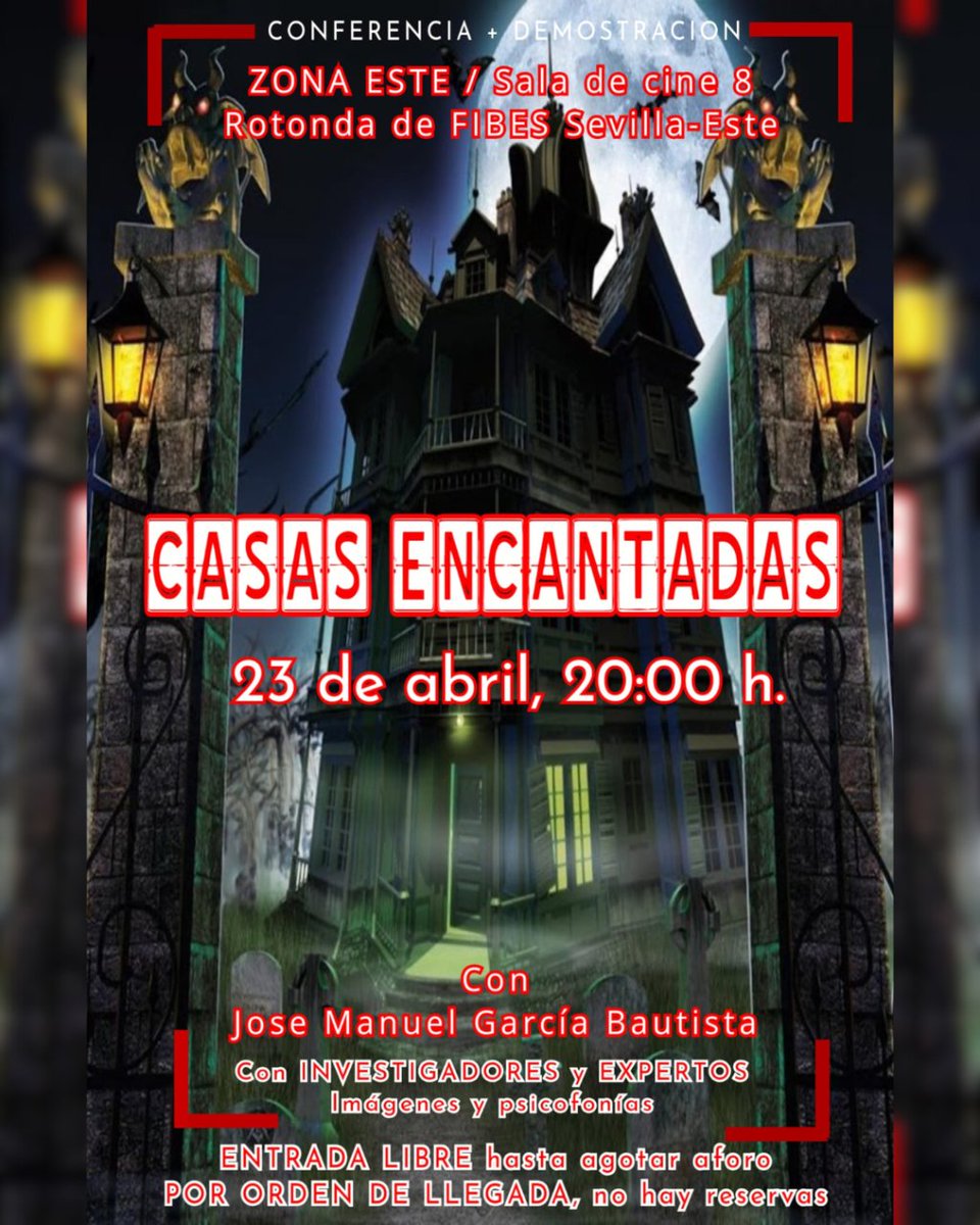 🏚️¿Preparado para aprenderlo TODO sobre las Casas Encantadas? 😨  👉🏼 El 23 de abril tienes una cita en #CineZona con el fascinante mundo de @JMGBautista 😱23/4 a las 20h 🕯️Entrada GRATUITA hasta completar aforo #misterios #MisteriosSevillanos #Sevilla #sevillaeste