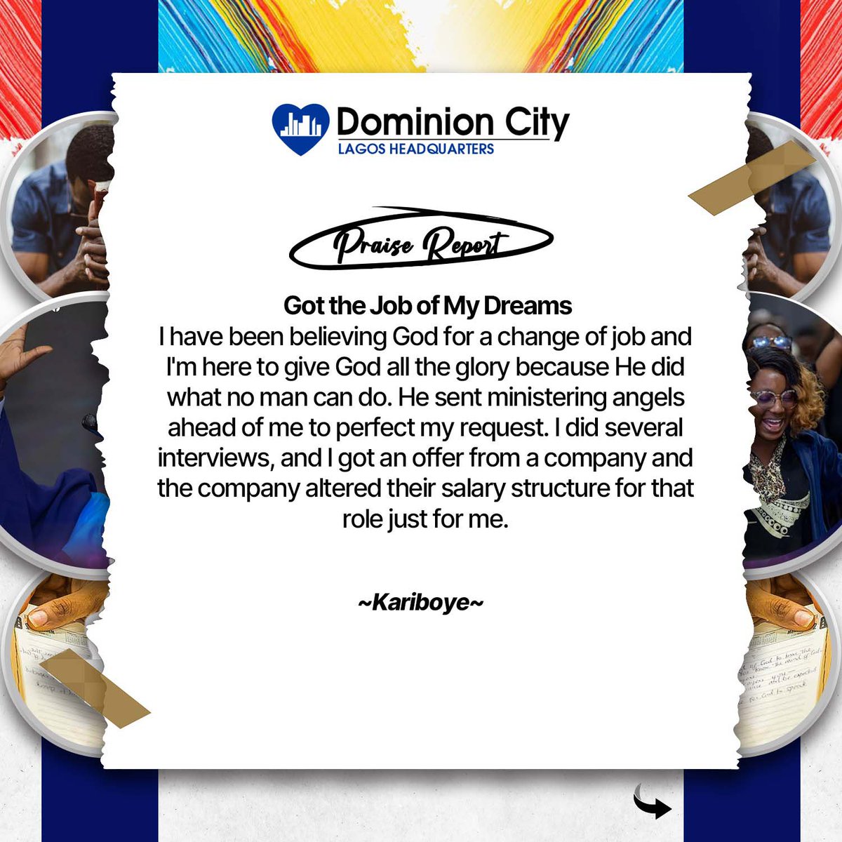 dominioncitylag's tweet photo. It’s testimony Tuesday and we are here recounting the wonderful things God did for some of our members on Sunday. Glory be to His name forever.
#DCLagosHq #DominionCity #BlessingOfConnectedness #BanquetService https://t.co/IPnahMNQtF