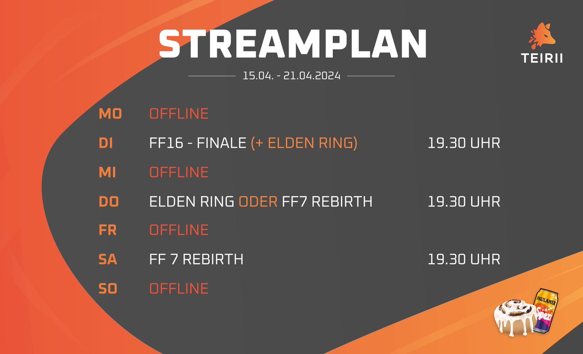 teirii's tweet photo. Ups, da hab ich doch gestern glatt vergessen, den neuen Streamplan hier zu posten. 😆 https://t.co/EjSeiqrJmc