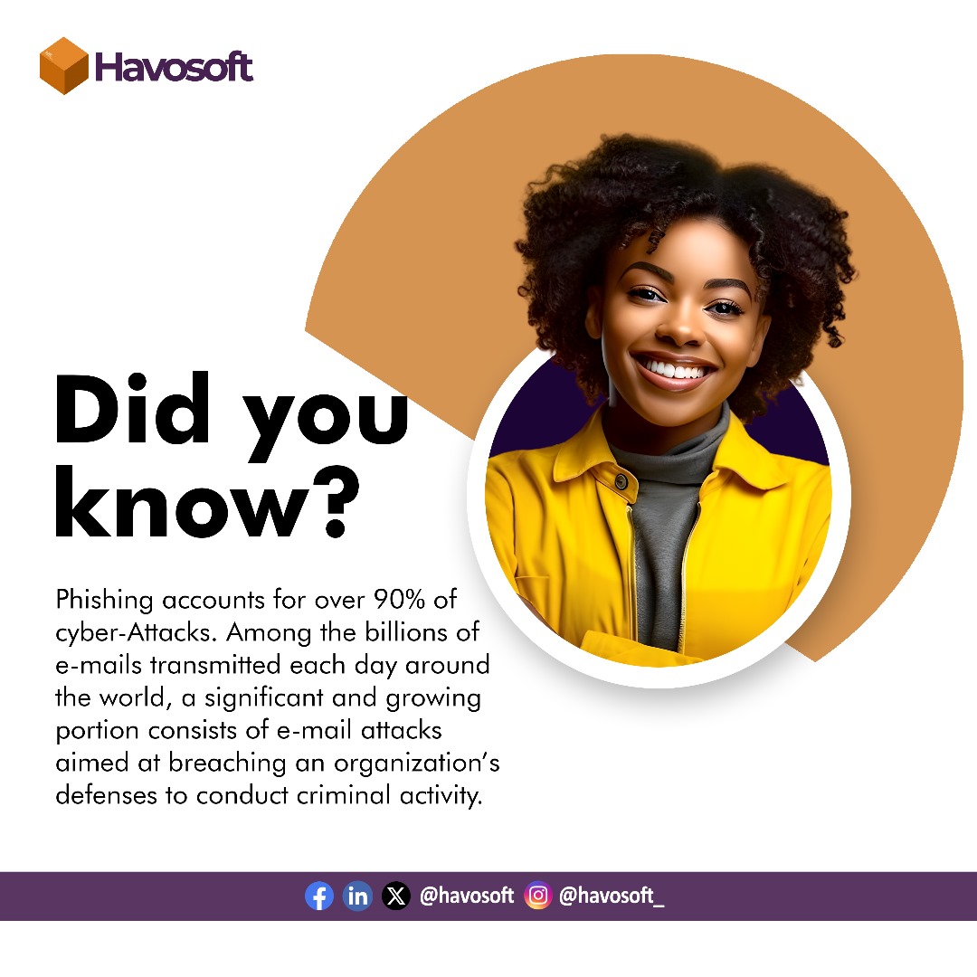 Phishing remains a top threat. #Havosoft #Cybersecurityadvisory #BusinessTech #AutomationSolutions #EfficiencyUnleashed #dataanalysis #dataanalytics #dataanalyst #MachineLearning #TechExploration #nysc #cryptocrash #AI #IoT #VR #AR #5G #Cybersecurity #BigData #CloudComputing