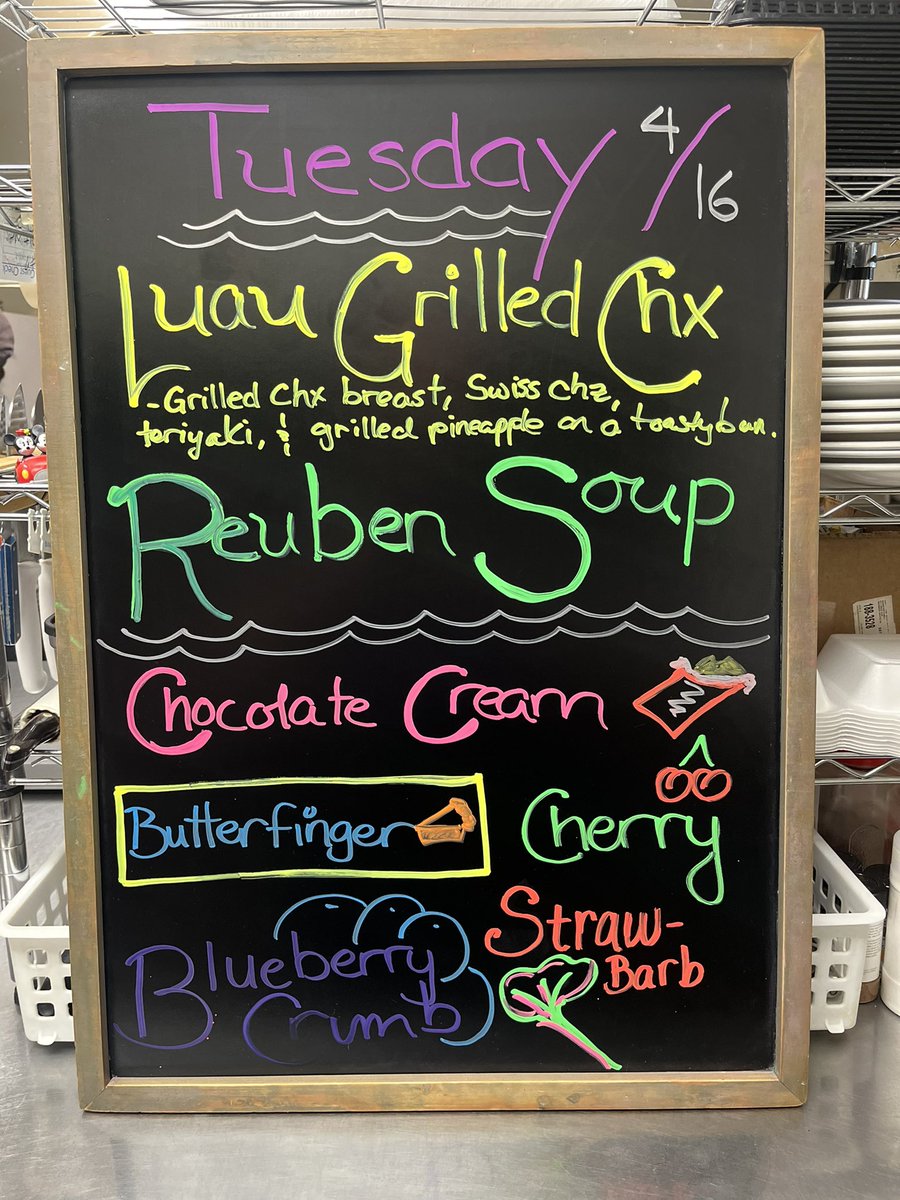 Happy Tuesday!
Luau Grilled chx sandwich today with Swiss cheese, grilled pineapple, & teriyaki sauce on a toasty bun. 
Rueben soup and Chocolate Cream Pie while it lasts.
Have a wonderful day friends!

#newmangrove #eatlocal #shopsmall