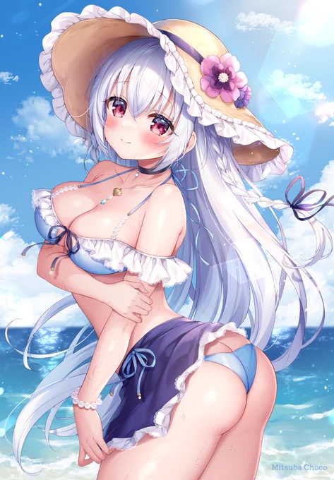 #気温が高いので気が早いが水着絵が見たい「似合うかな…?」 