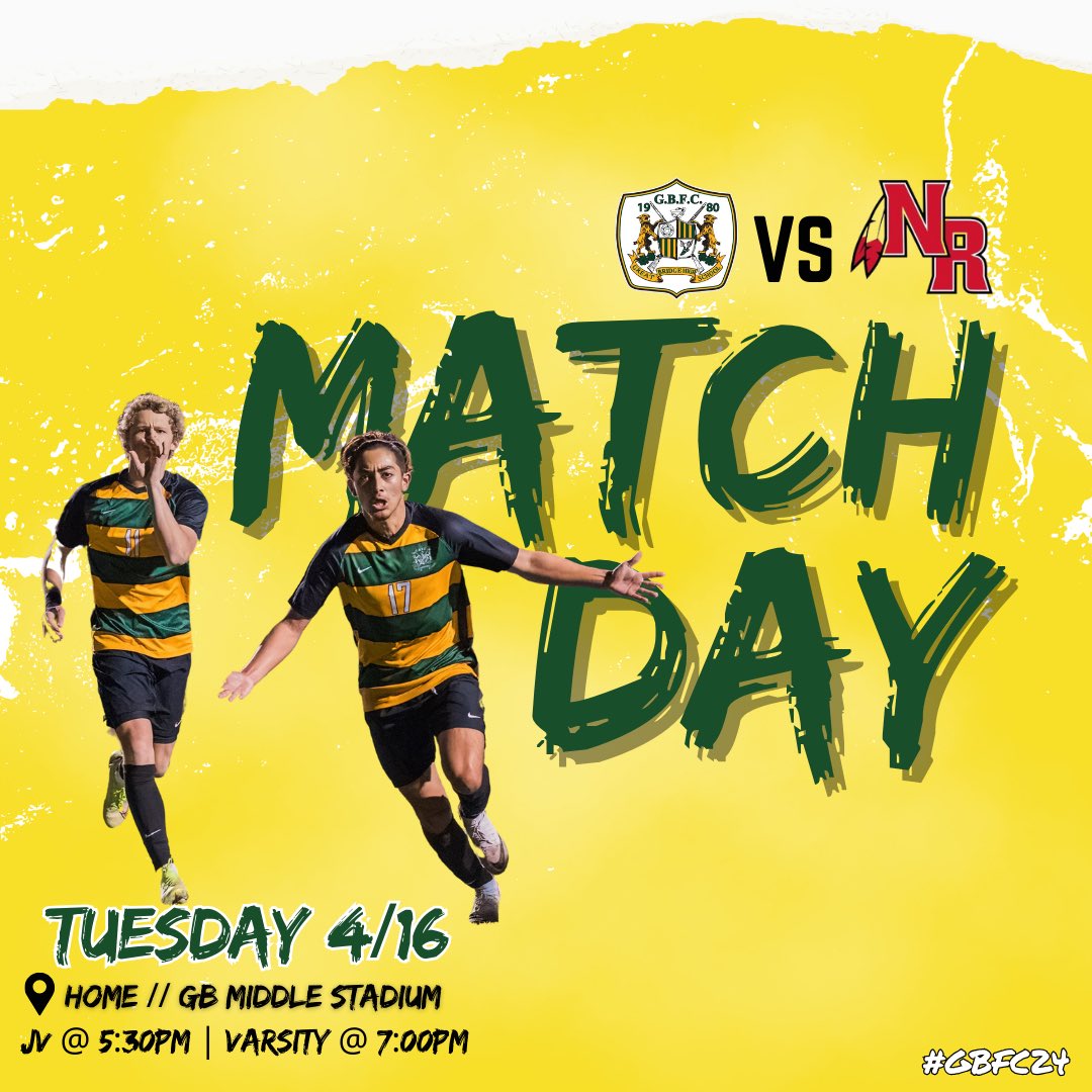 GBWildcats_BSOC's tweet photo. 𝙈𝘼𝙏𝘾𝙃 𝘿𝘼𝙔 ⚽️ JV + Varsity Boys are Home tonight for their 1st SE District game 🆚 the Warriors ⚪️

📍Home / GB Middle Stadium (please park on the Middle School/visitor side, the stadium side is currently closed)
⏰ Kickoff at 5:30p &amp; 7:00p

#GBFC24 https://t.co/xPLOKgvag5