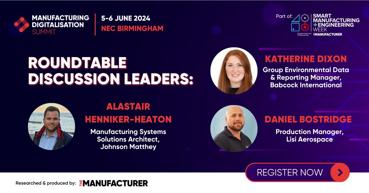 We are proud to announce the next lineup of roundtable discussion leaders for Manufacturing Digitalisation Summit 2024!

Join the discussion here: hubs.la/Q02s-M7r0

#MfgDigitalisation