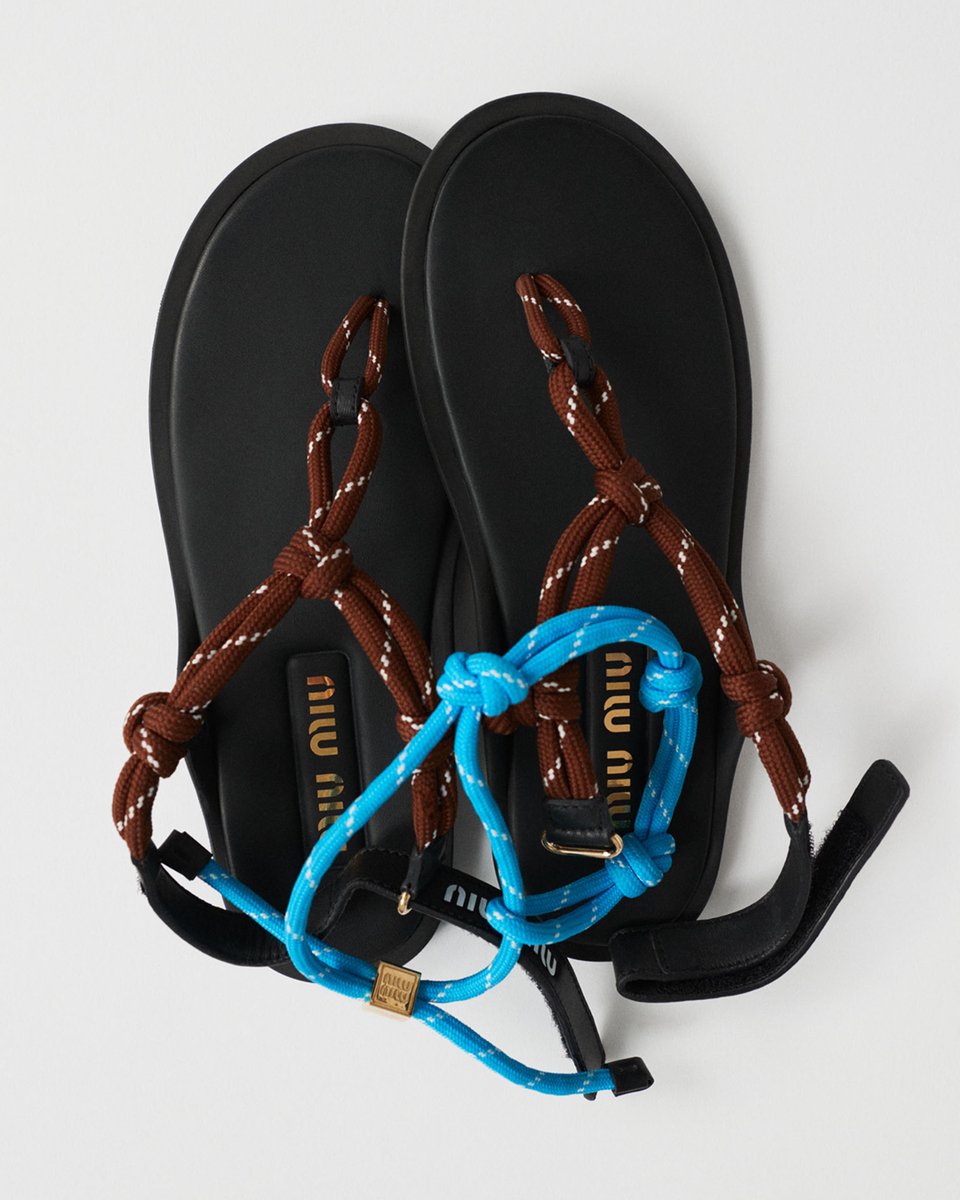 miumiu ミュウミュウ 2024 Riviere コードxレザー サンダル ☆夏の雰囲気☆MIUMIU サンダル Riviere シリーズ コードxレザー