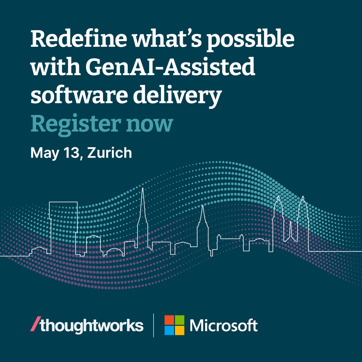 Unlock the full potential of #GenAI at our exclusive event with @Microsoft in Zurich on May 13! Join Thoughtworks' European CTO @erikdoe for practical insights, expert guidance and networking opportunities. Don't miss out, register now: ter.li/4nxpol #SoftwareDelivery